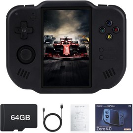 MagicX Zero 40 Retro Handheld Game Console , 3.4 Inch IPS Screen Linux System Sunken Dual Joystick Built-in 64G TF Card Handheld Emulator Support 5G WiFi Bluetooth TV Output(Black)
