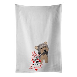 Caroline's Treasures Yorkie Blue and Tan #2 so Loved White Kitchen Set of 2Kitchen Cotton Hand-Towels