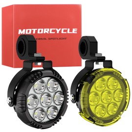 BEEYEO 4.5 Inch Round Motorcycle LED Fog Light, 100W Amber White LED Driving Spotlight Auxiliary Light Kit Offroad Lights with Mount Brackets Wire Harness for Motorcycle Wrangler Car Truck UTV ATV