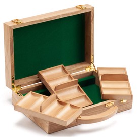 GSE Games & Sports Expert 300/500 Capacity Premium Solid Wood Poker Chip Case ONLY. Casino Wooden Poker Chip Case with Wooden Chip Trays (300 Pieces - Oak)