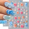 CharmBurst 2 Stück Sommerliche Nagel Sticker mit Blumen, Seesterne, Perlen,