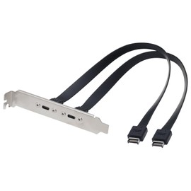 QINJOOELC USB 3.1 20Pin Type-E IDC Front Panel Header Type-C Extension Cable with PCIE Bracket 10Gbps Type E Male to USB C Female Extension Cable with Full Height Bracket 30cm/11.8inch (2 Port)