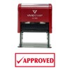 Approved w/Check Office Self-Inking Office Rubber Stamp (Red) - L
