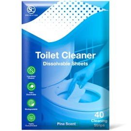Soluble Care: Dissolvable Toilet Cleaning Sheets, Quick Dissolving, (Effective Easy Clean, No Bottles, No Mess, Septic Safe), 40 Sheets - Pine Scent