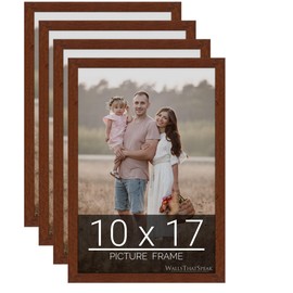wallsthatspeak 10x17 Dark Walnut Rustic Pine Picture Frame for Puzzles Posters Photos or Artwork (4-Pack)