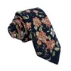 Kebocis Corbata delgada de algodón floral para hombre, Flores-azul marino