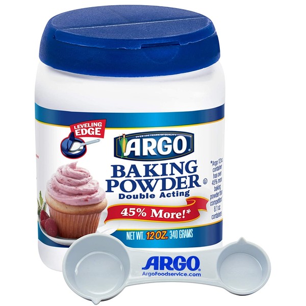 Argo Measuring Spoon & Argo Double Acting Baking Powder, 12 Ounce Resealable Plastic Container