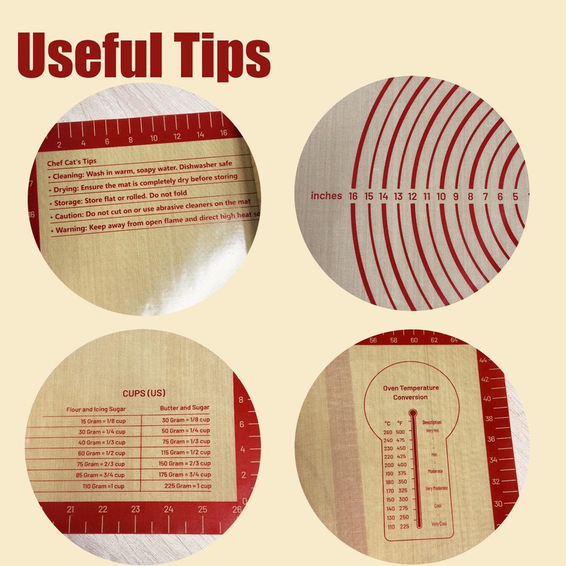 28" x 20" Silicone Baking Mat with Measurements, Extra Large,