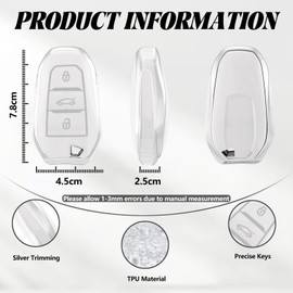 TOOMUME Car Key Cover TPU, Protective Key Fob Case - Fit for Peugeot 208 308 508 2008 3008 5008 Rifter Citroen C3 Arricross C4 Picasso DS3 DS4 Berlingo