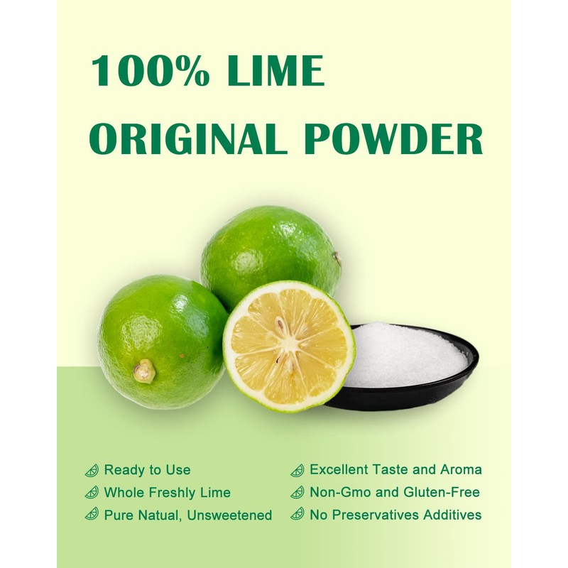 ORGFUN Original Lime Powder, Whole Lime Juice Freeze Dried Powder,