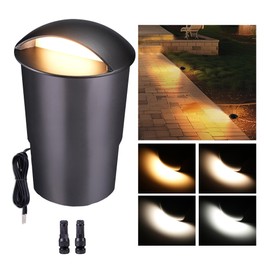 Varmtalys Low Voltage Well Lights - 5 Colors Temp IP67 In-Ground Light, 2700K/3000K/3500K/4000K/5000K Outdoor 12V LED Turret Top Landscape Lighting, ORB Aluminum for Pathway Deck Patio 3W 170LM