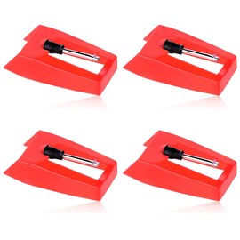 JTKREW Pack of 4 Turntable Needles in Red - Replacement Accessories for Record Player