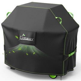 UIRWAY Gas Grill Cover 60 Inch, Waterproof, UV & Fade Resistant BBQ Grill Cover for Outdoor, Barbecue Cover with Reflective Strip and Air Vent for Weber, Dyna-glo, Char-Broil, Nexgrill, etc. Black