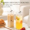 KEMORELA 6 Sets Glass Cups with Lids & Straws, Square