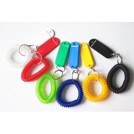 yueton Pack de 6 Colorful Spring espiral muñeca Bobina Cadena de clave Label, muñeca banda clave Anillo Llavero