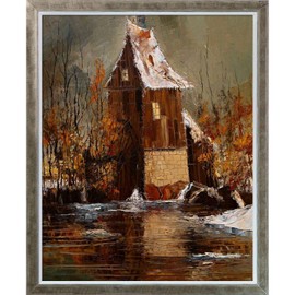 ArtistBe Old mill with Champagne Silhouette