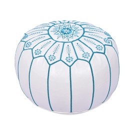 Marrakesh Gallery Genuine Leather Round Pouf Unstuffed - Moroccan Ottoman Footstool, Footrest Cover - Boho Decor - Bohemian Living Room, Bedroom, Kids Room, Gift & Wedding