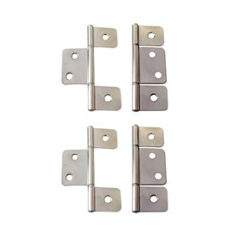 QCAA Flag Three Leaf 3-1/2" Bifold Shutter Hinge for Non-Mortise Cabinet Hardware, Nickel, Made in Taiwan, 4 Pack