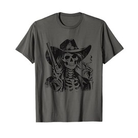 Skeleton Cowgirl Smoking Western Gothic Grunge Goth Skull T-Shirt