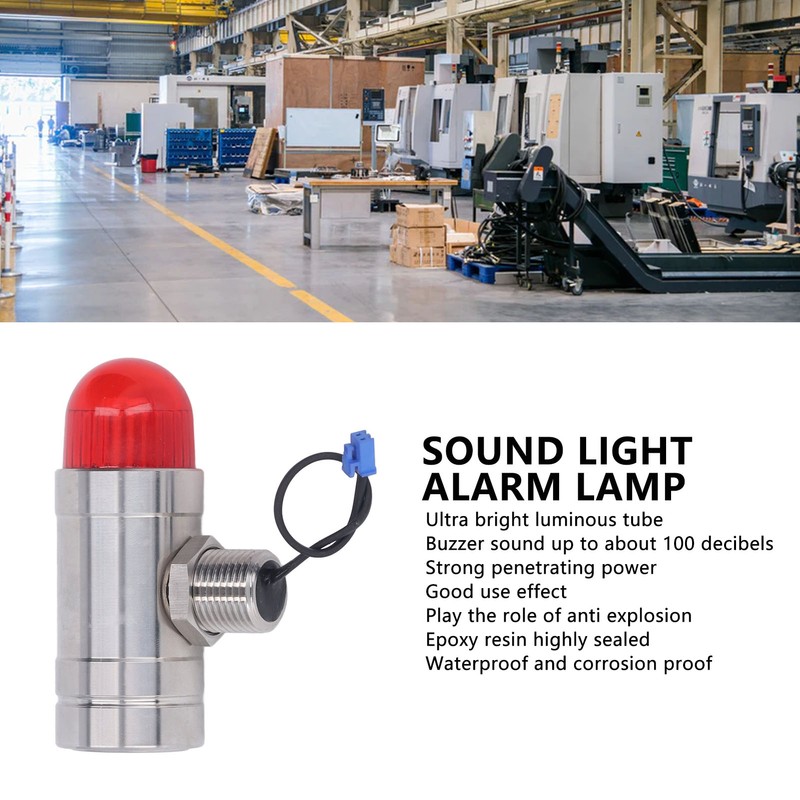 G1/2 Thread Sound Light Alarm Lamp Stainless Steel Waterproof Anti