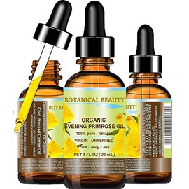 ORGANIC EVENING PRIMROSE OIL. 100% Pure / Natural / Undiluted / Unrefined /Certified Organic/ Cold Pressed Carrier Oil. Rich antioxidant to rejuvenate and moisturize the skin and hair. 1 Fl.oz - 30ml. by Botanical Beauty