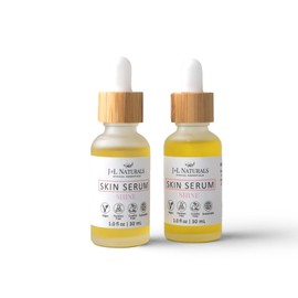 J&L Naturals | Face & Body Oil for Oily, Sensitive, Dry, Combination, Mature, & Dull Skin Types | With Jojoba Oil, Grapeseed Oil, Sunflower Oil, & More (1 Fl Oz (Pack of 2), Shine (normal, dull))