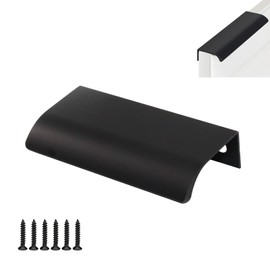 80mm Aluminium Alloy Finger Edge Handle Pull Black Modern Style Drawer Cupboard Handles Wardrobe Handles (8 Pieces
