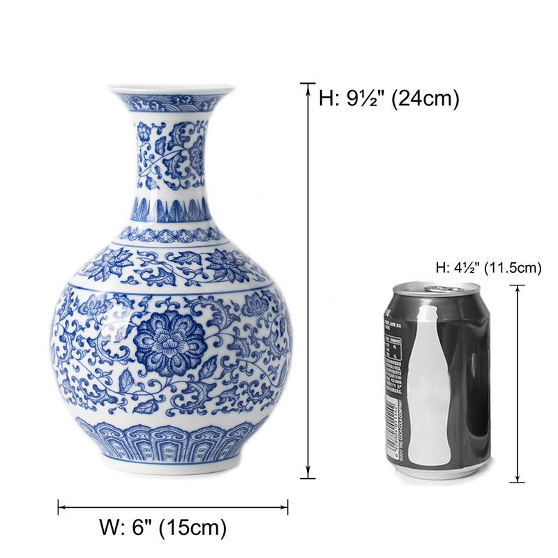 Blue and White Vase, Blue Vases Home Décor, Chinoiserie Vase,