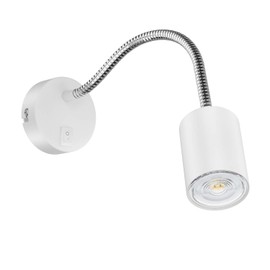 ledscom.de Waika Reading Lamp with Gooseneck and Switch Matte White with GU10 LED Lamp (Warm White, 5.4 W, 510 lm, 50°)