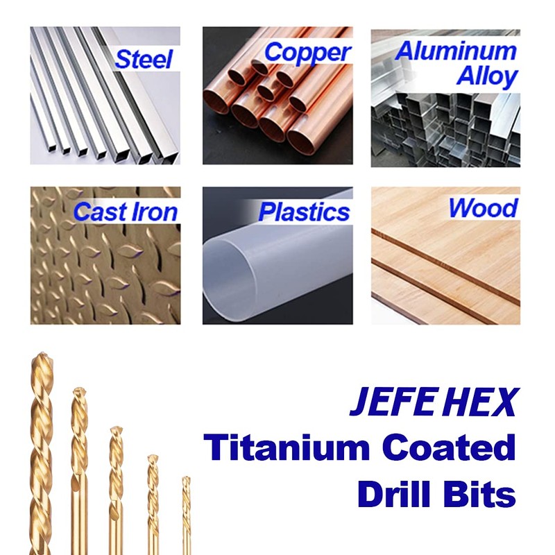 JEFE HEX 3-Pieces 5/64" Hex Shank Drill Bit, HSS Titanium