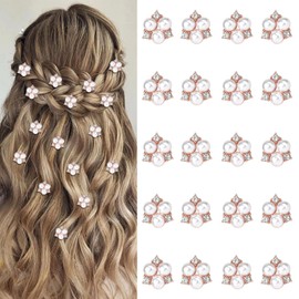 YISSION 20 Pcs Mini Rose Gold Pearl Hair Clips for Girls & Women - Cute & Elegant Wedding Bridal Hair Accessories