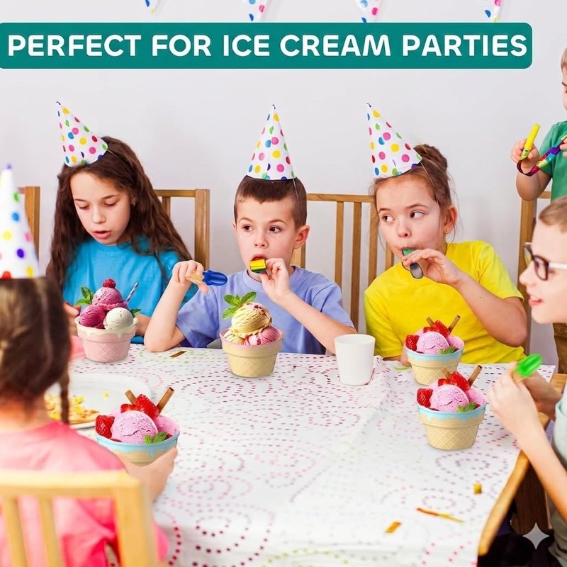 ONEUSTAR 4 Pcs Ice Cream Bowls Ceramic Ice Cream Cups