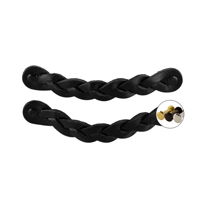 Brute Strength - Leather Drawer Pulls - Braided - Black