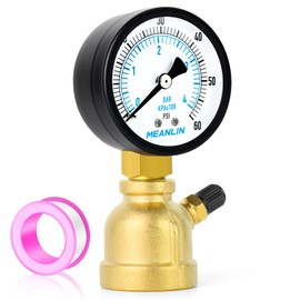 MEANLIN MEASURE 0-60Psi Forged Brass Air Test Pressure gauges, 3/4" FNPT Connection, 2" Double Graduated, Bell Shape Body Assembly, -3-2-3% Accuracy