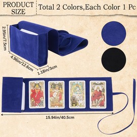 CREATCABIN 2Pcs Velvet Tarot Card Holder Tarot Cards Storage Bags Tarot Card Pouches Tarot Wrap Tarot Carrying Bag for Beginners Oracle Decks Witchcraft Supplies Tarot Cheat Sheet Blue Black 5x1x3Inch