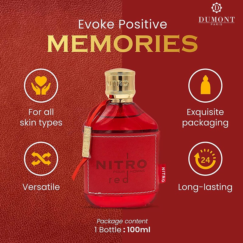 Dumont Nitro Red Pour Homme EDP Spray 3.4 Oz For