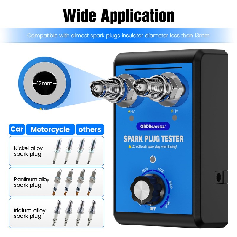 OBDResource Automotive Spark Plug Tester Engine Ignition Spark Plugs Tester