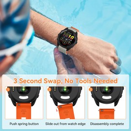 OVERSTEP Compatible with Garmin Forerunner 265/Forerunner 255 Watch Band, 22mm Soft Silicone Replacement Bands for Venu 2 Venu 3/Vivoactive 4/Coros Pace 3/Apex 2 Pro/Apex Pro/Apex 46mm Smart Watch