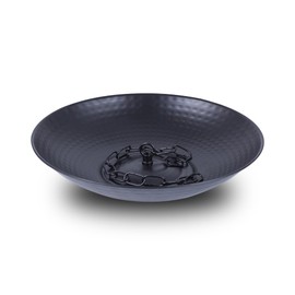 Voltogar 11-Inch Black Rain Chain Basin – Decorative Metal Bowl for Downspout Gutters, Outdoor Garden, Lawn & Patio Water Features – Heavy-Duty Anchoring Basin for Rain Chains