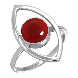 Jeweloporium 925 Sterling Silver Ring for Women Red Garnet Quartz Stone Statement Silver Ring Size S Mothers' Day Gift Fashion Jewelry