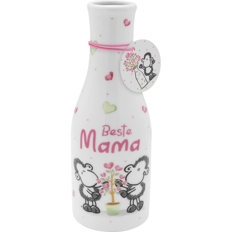 Sheepworld Vase with "Beste Mama" Motif, Flower Vase with Gift