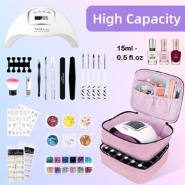 ALSLEA Estuche de almacenamiento organizador de esmalte de uñas, organizadores de uñas y almacenamiento para tecnología de uñas, bolsas de almacenamiento dobles de esmalte de uñas y estuche para seca