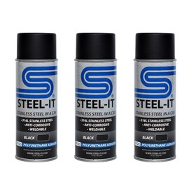 Steel-It Polyurethane Spray Paint, Industrial Coating with Stainless Steel, Weldable, Easy to Apply - Black (3 Pack)