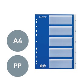 Leitz Register für A4, Deckblatt aus Karton und Trennblätter aus Kunststoff, Taben mit Monatsdruck Jan-Dez, Blau/Weiß, 12546001