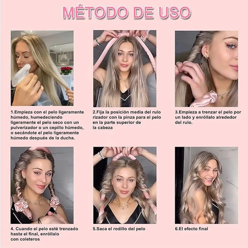 6pzs Curly Ondas En Cabello Rizos Sin Calor Tubo2 Scrunchie