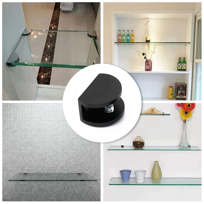 4 Pcs Glass Shelf Brackets Adjustable Glass Clip Holders with