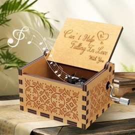 Cant Help Falling in Love Music Box,Girlfriend Birthday Gifts Wooden Music Box,Love Gifts for Her Hand crank Music Box,Mom Birthday Gifts for Romantic Valentine or Gift for Wife,Boyfriend Gift