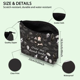 Wednesday Inspired Makeup Bag Wednesday Addams Movie Merch Cosmetic Bag Morticia Fans Gift Over My Dead Body Makeup Bag (Dead Body blk ca)