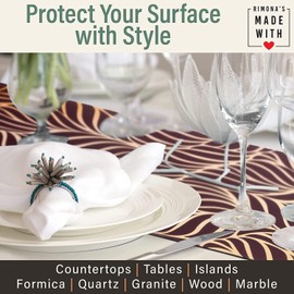 RIMONA'S Thermo Heat Resistant Table Runner and Trivet for Hot Dishes - Waterproof Hot Plates to Protect Table and Countertop - Kitchen & Dining 350F Heat Protector 40" - Fading Gold Leaves