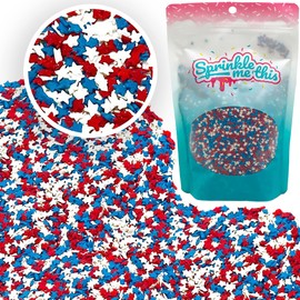 Patriotic 4th of July Independence Day Memorial Day Red White & Blue Edible Small Star Sprinkles For Decorating Cupcakes, Cakes, Cookies, and Ice Cream! (12 Oz)